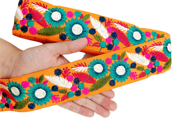 Art Silk Fabric Lace Trim By 3 Yards, Flower Embroidery Indian Laces, Decorative Trim